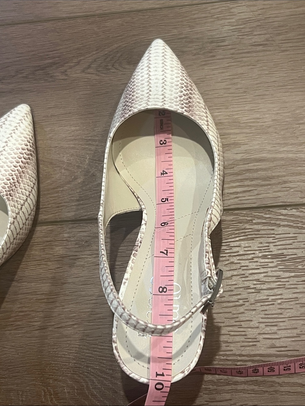Franco Sarto Kate White Snake-Embossed Slingback Heels Size 7 - Picture 12 of 13